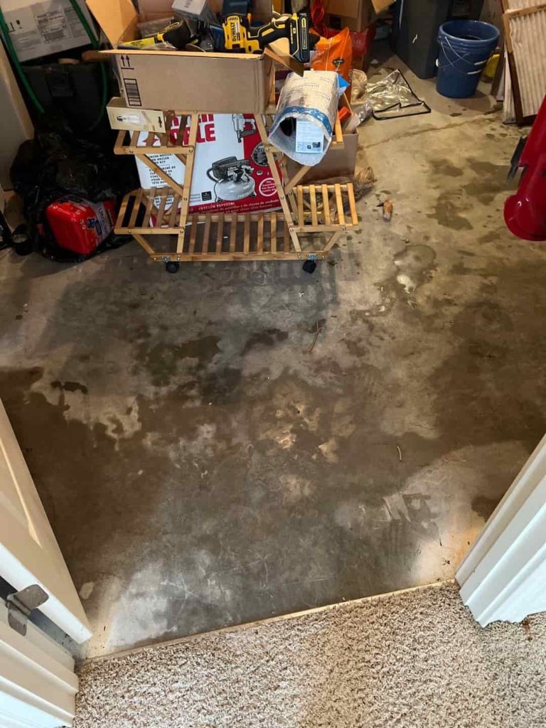 Water damage in basement and furnace