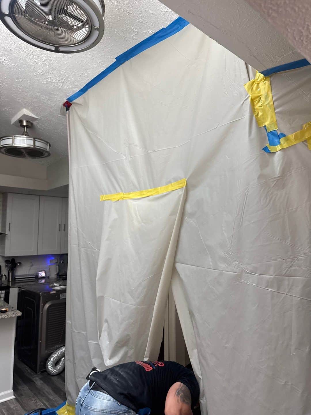 Water damage spreading through the structure of a multi-storey Atlanta building