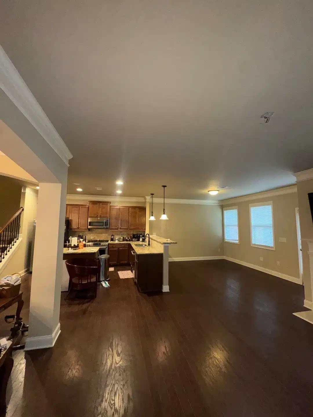Open-plan kitchen and living area returned to pre-loss condition